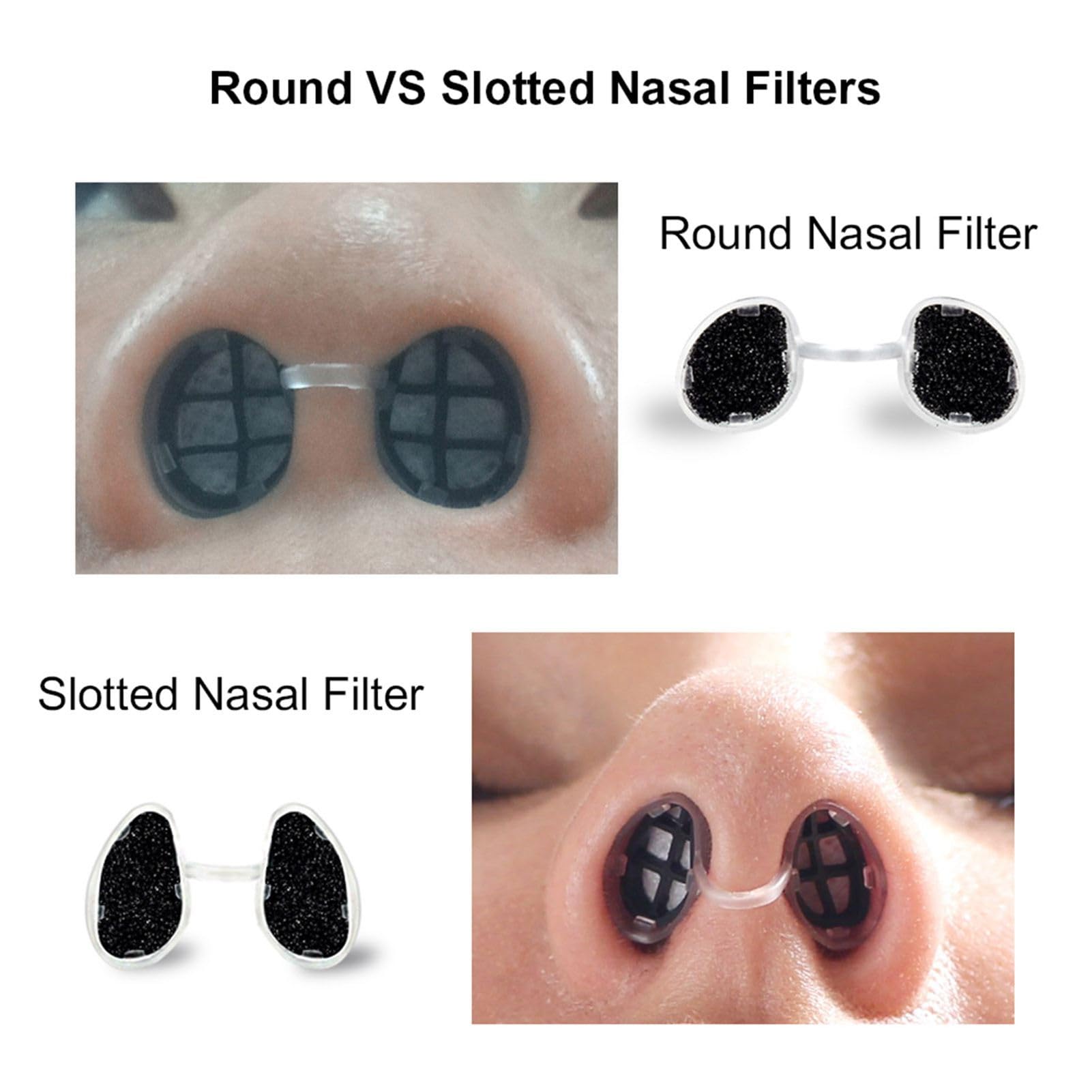 Unsichtbarer Nasenfilter, Ultra-atmungsaktive Nasenfilter, Nasenstöpsel für Gerüche, Pollen, Staub, Kleine + Mittlere + Große Runde Form, für Gemischte Familienpakete (schmale