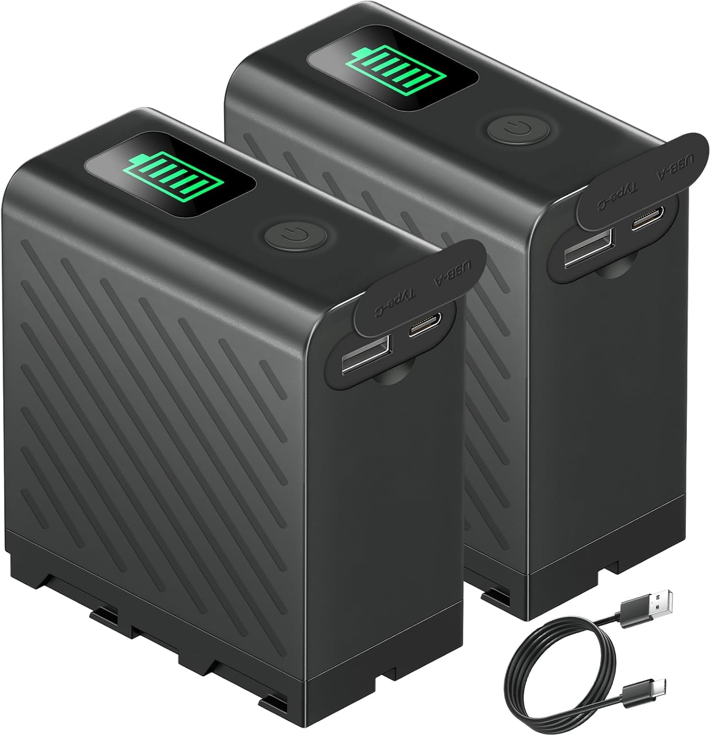 2 Baterías NP-F750 de 6600 mAh con Cable Micro USB para Sony NPF F980 F970 F960 F930 F770 F750 F550 Batería o lámpara de vídeo LED YN660 LED308