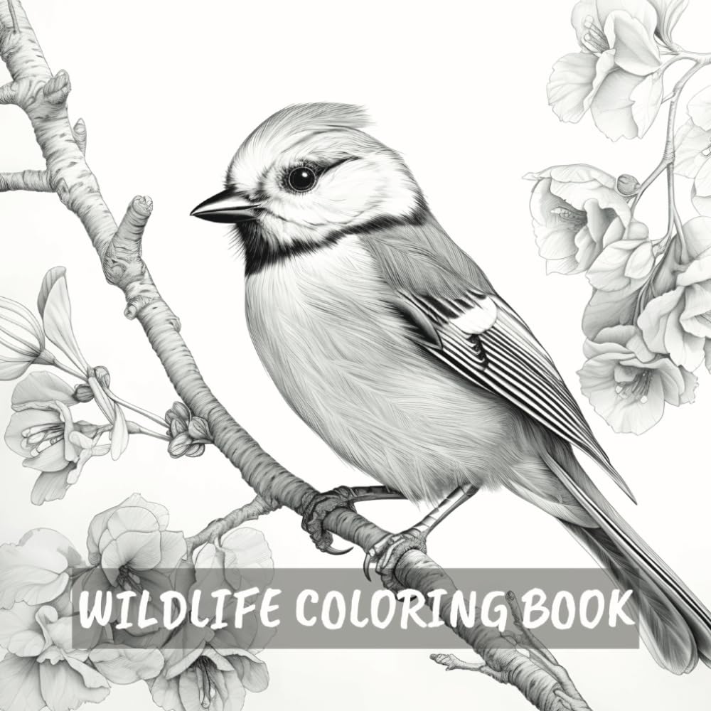 Wildlife Coloring Book: 50 Beautiful Realistic Grayscale Wildlife Scenes
