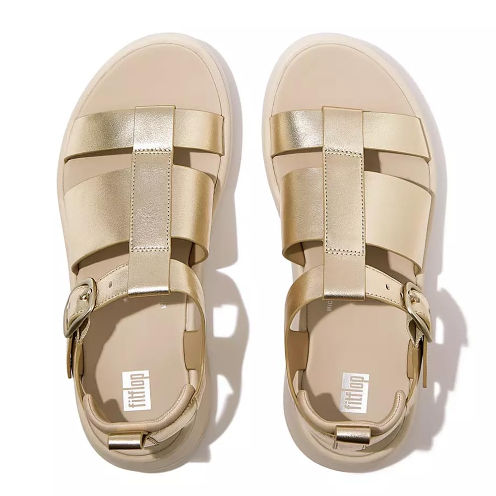 Fitflop F-mode Metallic Leather Flatform Fisherman Sandals Sandale de pêcheurFemme