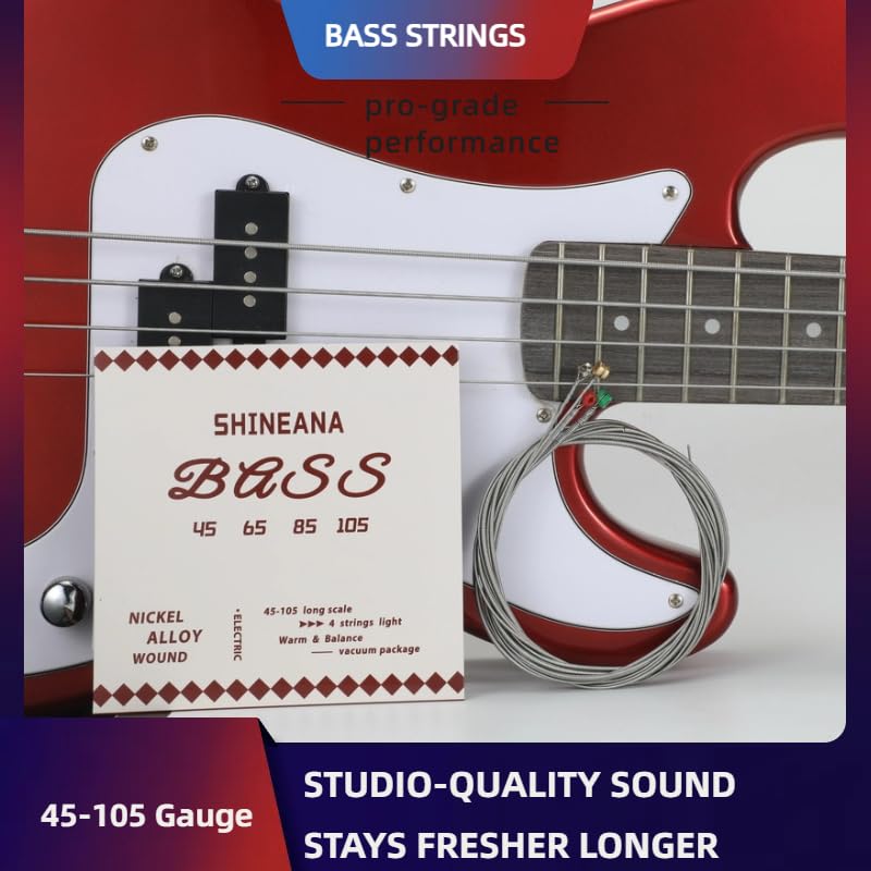 4-String Electric Bass Strings - Nickel Alloy Wound with German Hex Steel Core, Silver - Image 2