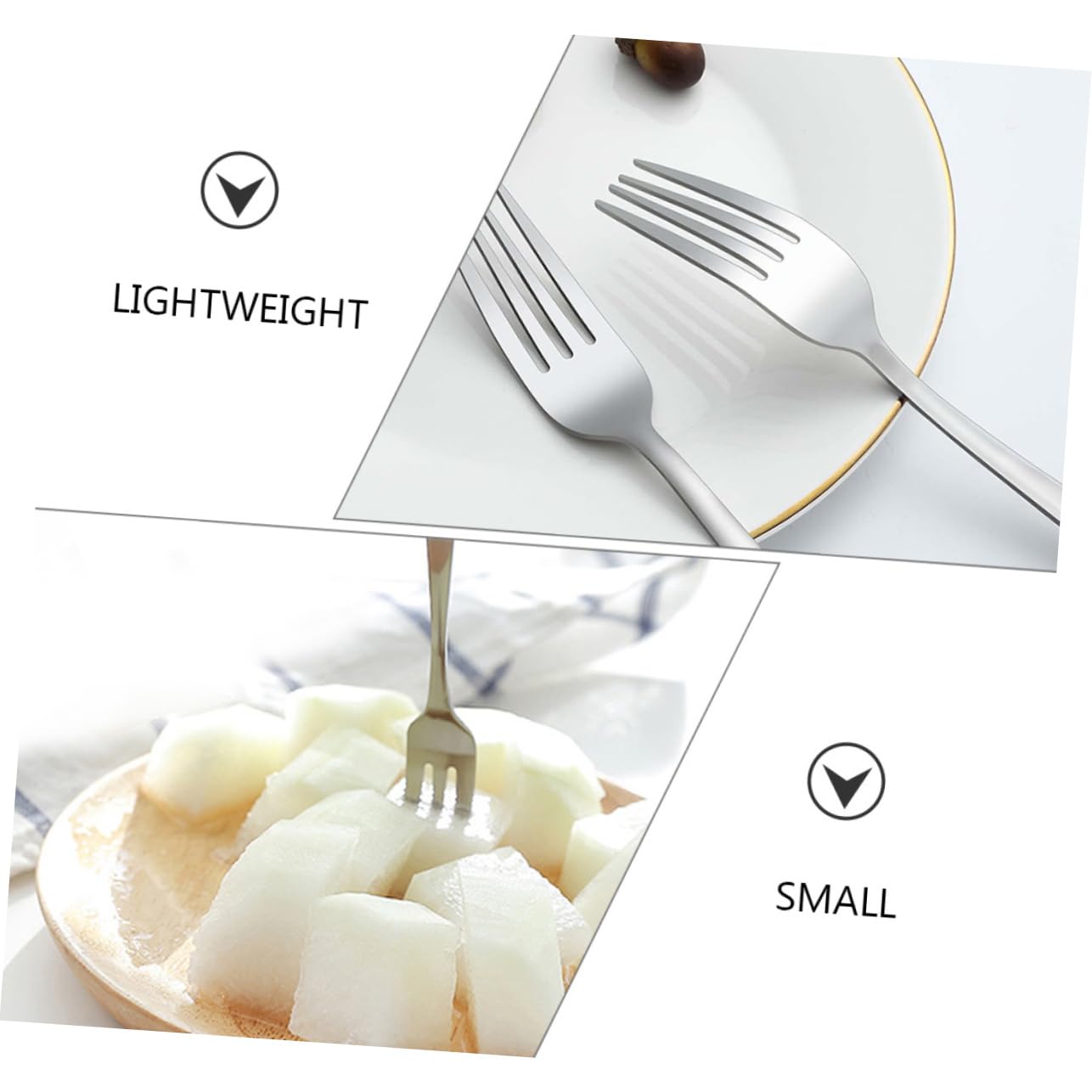 Tenedor de Postre de Acero Inoxidable, 24 Piezas, Plata | Juego Versátil y Cómodo, Formato Pequeño Portátil, Adecuado para Fruta y Mesa