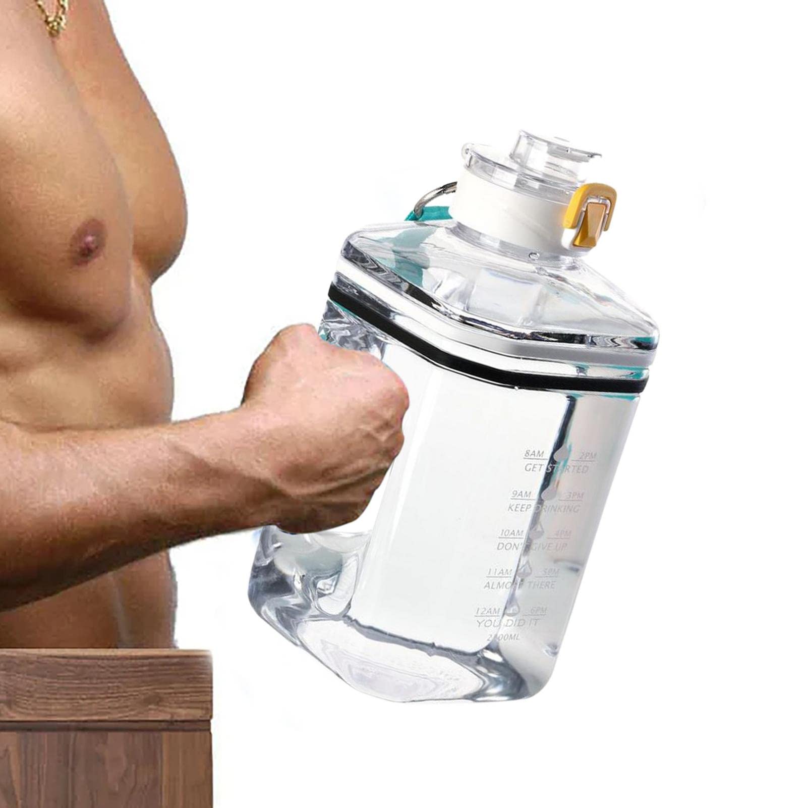 Square Sports Water Bottle - Motivate Sports Water Bottle 0.6 Gallon/2.2L - Reusable BPA Free Water Bottle for Camping Hiking