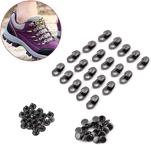 Miniatura 7 de 20 unidsset de accesorios de encaje, ganchos para botas con remaches para escalada senderismo zapatos trabajo al aire libre botas de montañismo, Gris