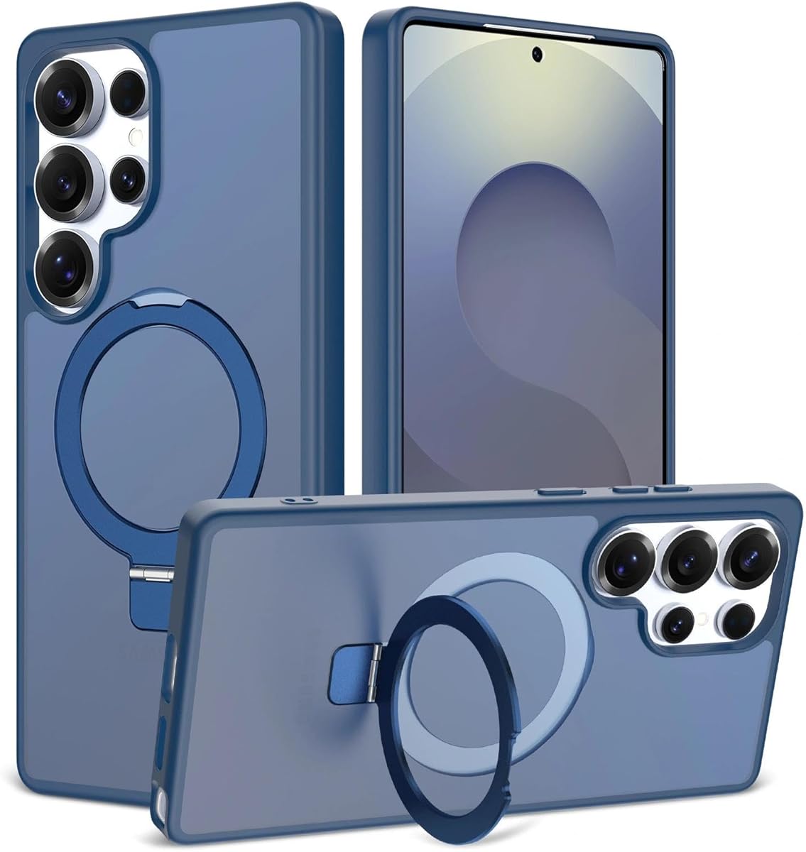 Magnetic for Samsung Galaxy S25 Ultra Case, 6.9", Compatible with MagSafe, Rugged Kickstand, Not-Yellowing Military-Grade Protection, Matte Blue