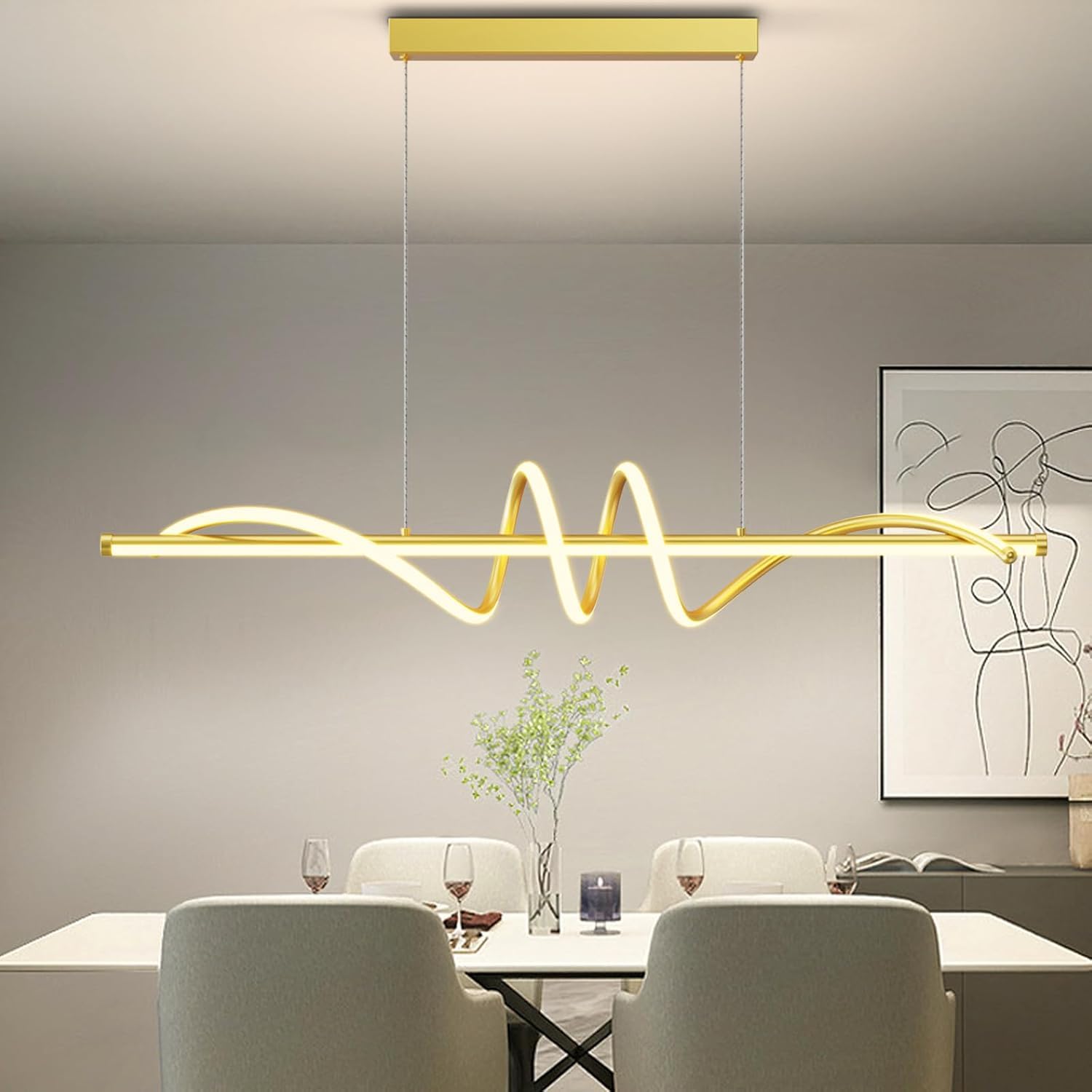 Photo 1 of Zihoi Modern LED Pendant Light, 47-inch Gold