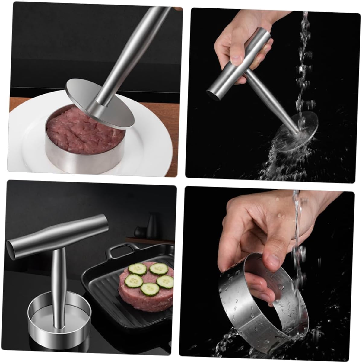 YARNOW 4pcs Burger Press Patty Maker Tool Non-Stick Hamburger Smasher for Grilled Meat Patties for Bbqs and Family Gatherings
