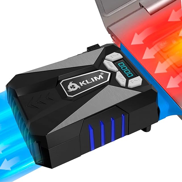 KLIM Cool Universal Gaming Laptop PC Cooler - High Performance Fan for Fast Cooling Action - USB Hot Air Extractor - New 2022 Version - Blue