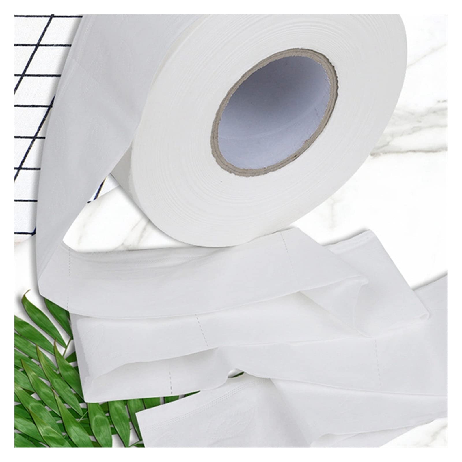 VSOLS Babor de baño de Rollo de Jumbo Grueso 4 Capas Blancas 2 Rollos de Papel higiénico. (Color : White)