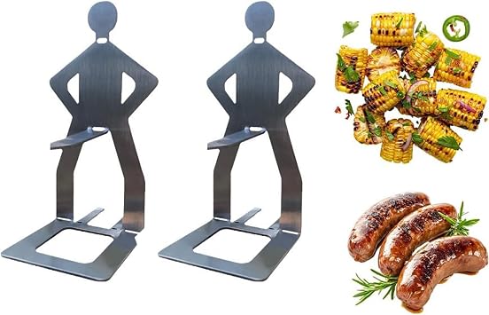 Funny Hot Dog Sausage Stand Holder Stainless Steel Barbecue Rack - 2 Pack