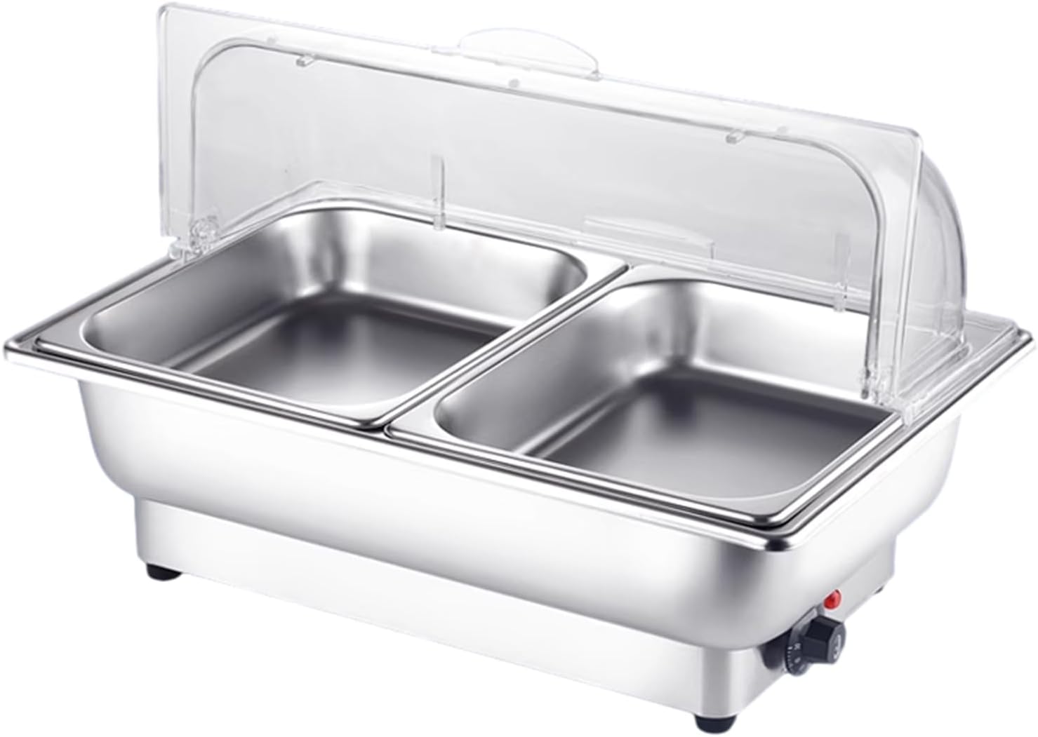 Hot Pot Buffet Set Adjustable Temperature Electric Hot Pot 35°C~85°C Stainless Steel Hot Pot Temperature Control Buffet Server and Warmer with Roll Top, 13.5+13.5,13.5