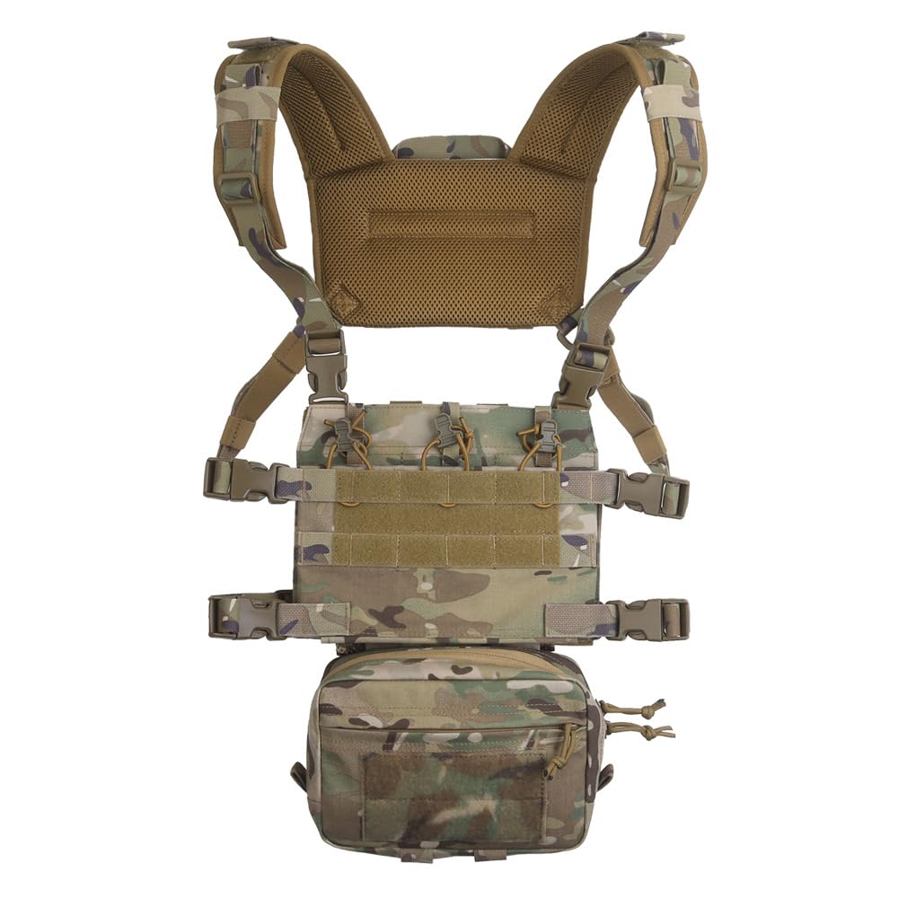Genérico Chaleco Táctico Chest Rig Hebillas Rápidas, Multi Bolsillo Camo Bolsa Abdominal para Cosplay Deporte Outdoor