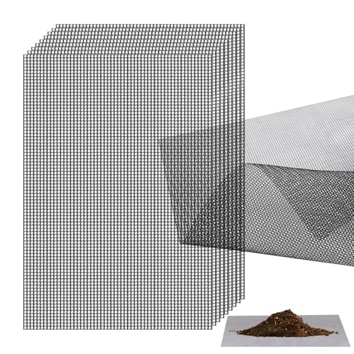 Fzcyuoo 10 almohadillas de malla con agujero para macetas, rejilla inferior de bonsái, malla de drenaje, malla transpirable, malla de drenaje para macetas, malla para evitar fugas de suelo