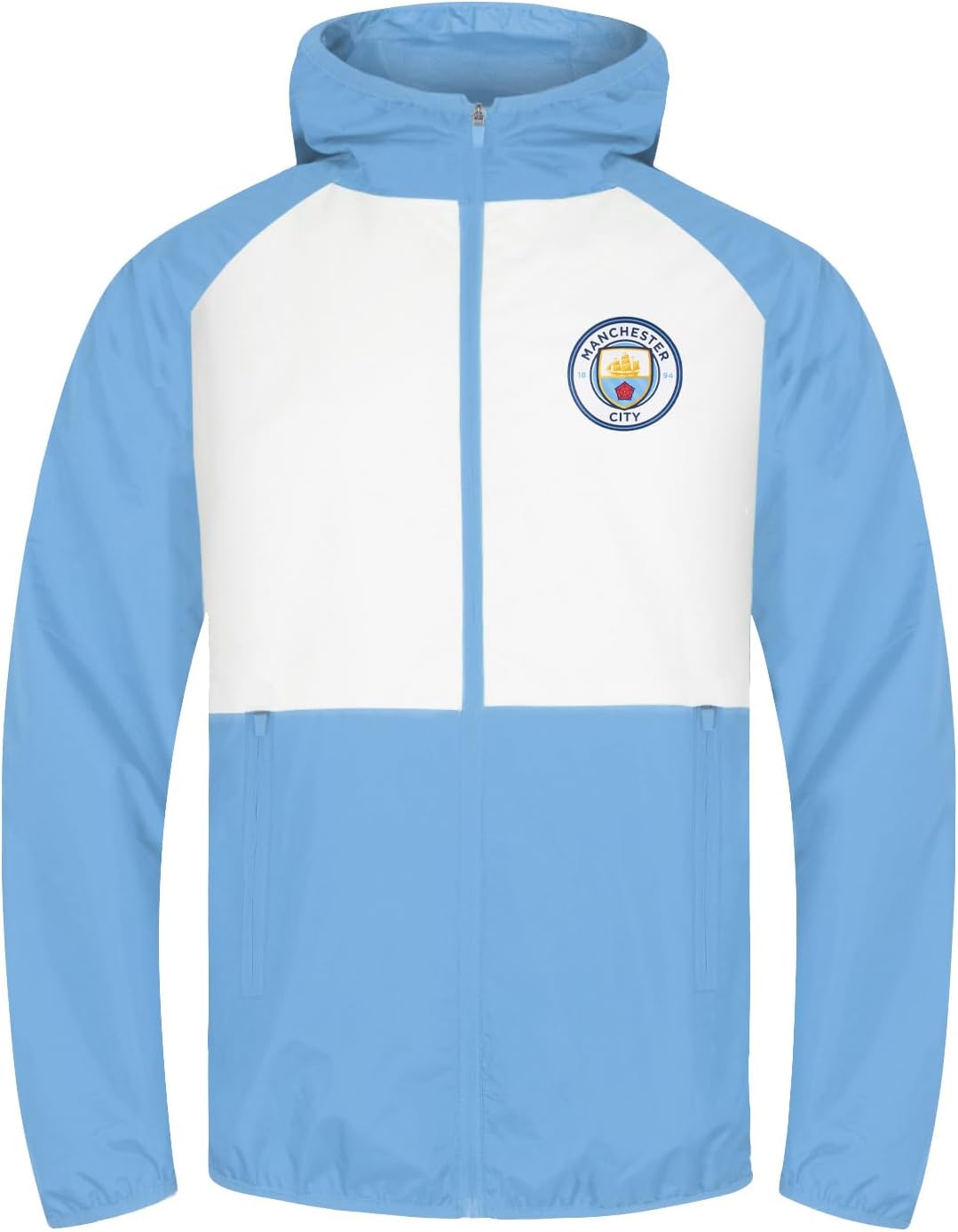 MANCHESTER CITY Boys Jacket Shower Windbreaker Kids OFFICIAL Football Gift