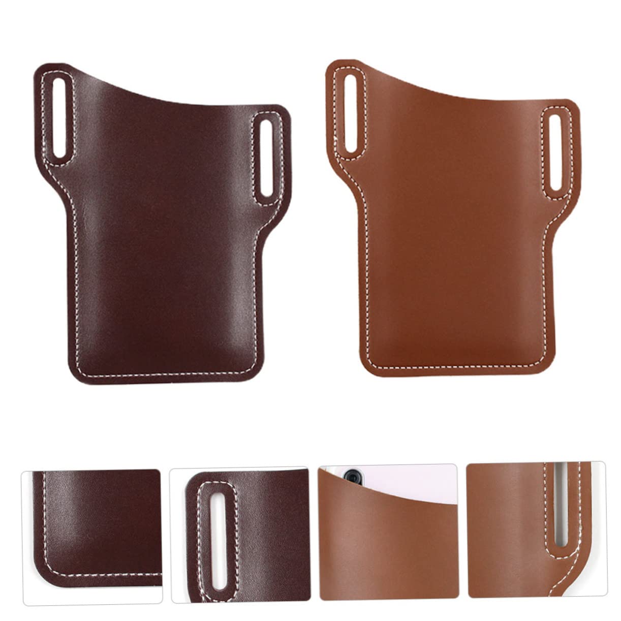 Lurrose Sacoche Téléphone Ceinture en Cuir PU 2pcs Pochette Multifonctionnelle Protection Anti-Chute pour Téléphone Portable Randonnée et Shopping Couleur Aléatoire