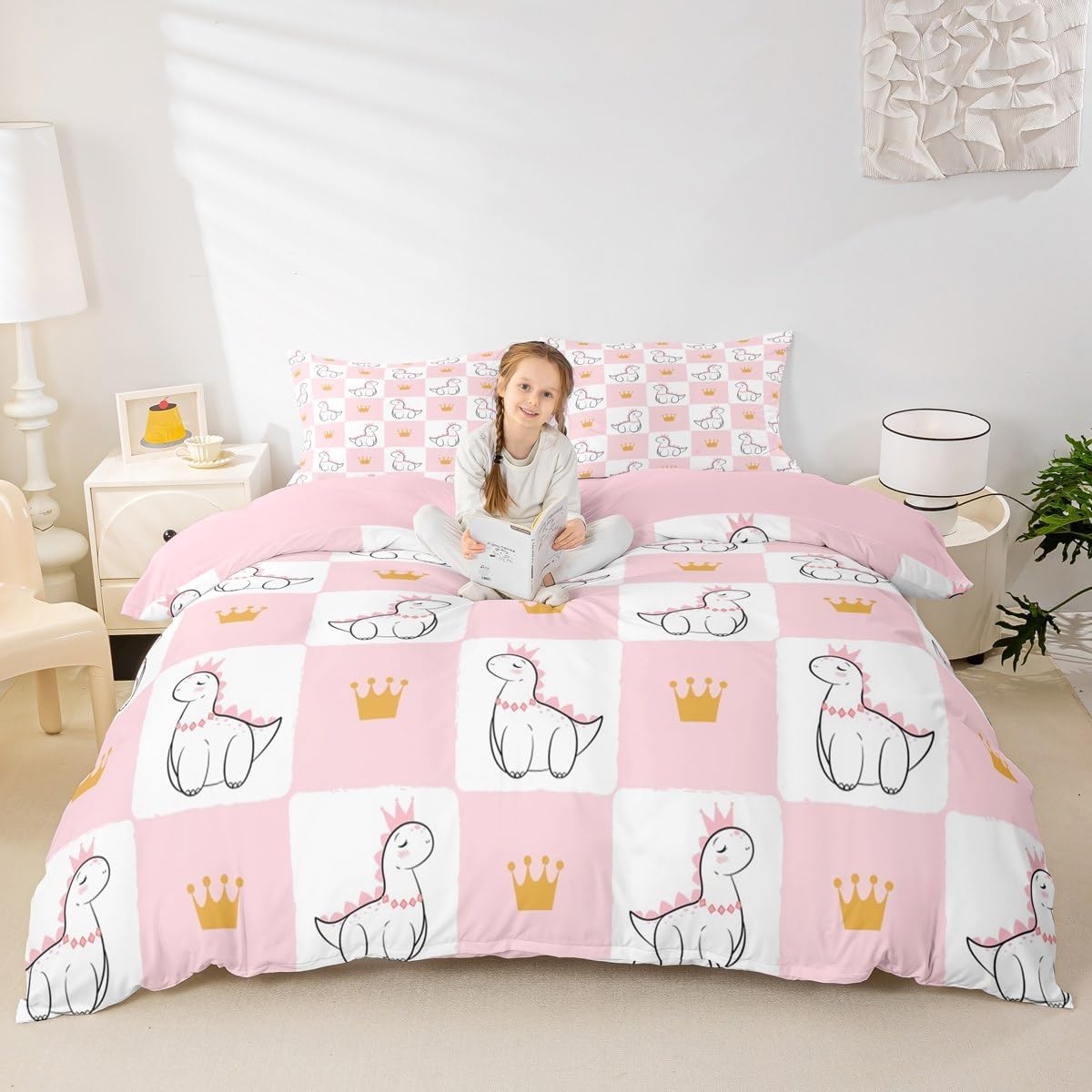 Castle Fairy Rainbow Duvet Cover Set Toddler Size,Retro Daisy Hippie Flower Bedding Set,Galaxy Stars Moon Quilt Cover for Kids,Comforter Cover(No Filler),2 Pcs