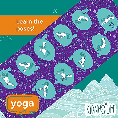Kidnasium Kids Yoga Mat - Latex Sensitive 60” X 24” Yoga Mat For Kids Oriented 3Mm Thick Yoga Mat, Fun Unicorn Poses Purple Exercise Mat, Ideal For Babies, Toddlers And Children #TOP2