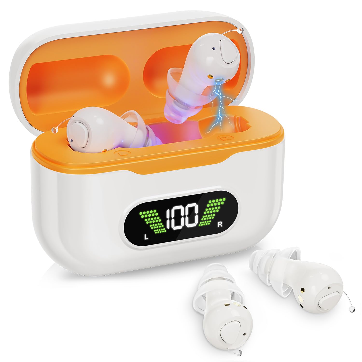 Photo 1 of EASYVAVA Hearing Aids for Seniors, Rechargeable Digital OTC Hearing Aids with UV Cleaning, AI Noise Reduction,Invisible In-Ear LED Display,32-Channel & 7-Day Standby Voice Guidance for Clear Sound