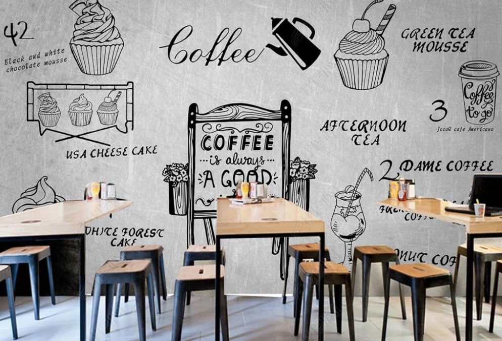 Papier Peint Intissé Pâtisserie Fine - Poster Géant Dessin Main de Haute Qualité