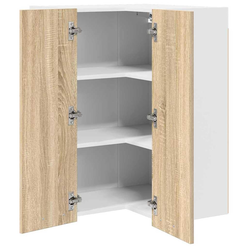 vidaXL Hängeschrank mit Speicher Sonoma-Eiche und Weiß 57 x 57 x 80 cm, Moderne Küchenschränke, rechteckig, viel Stauraum, langlebige Materialien, Coole Lösungen für Deine Wohnung