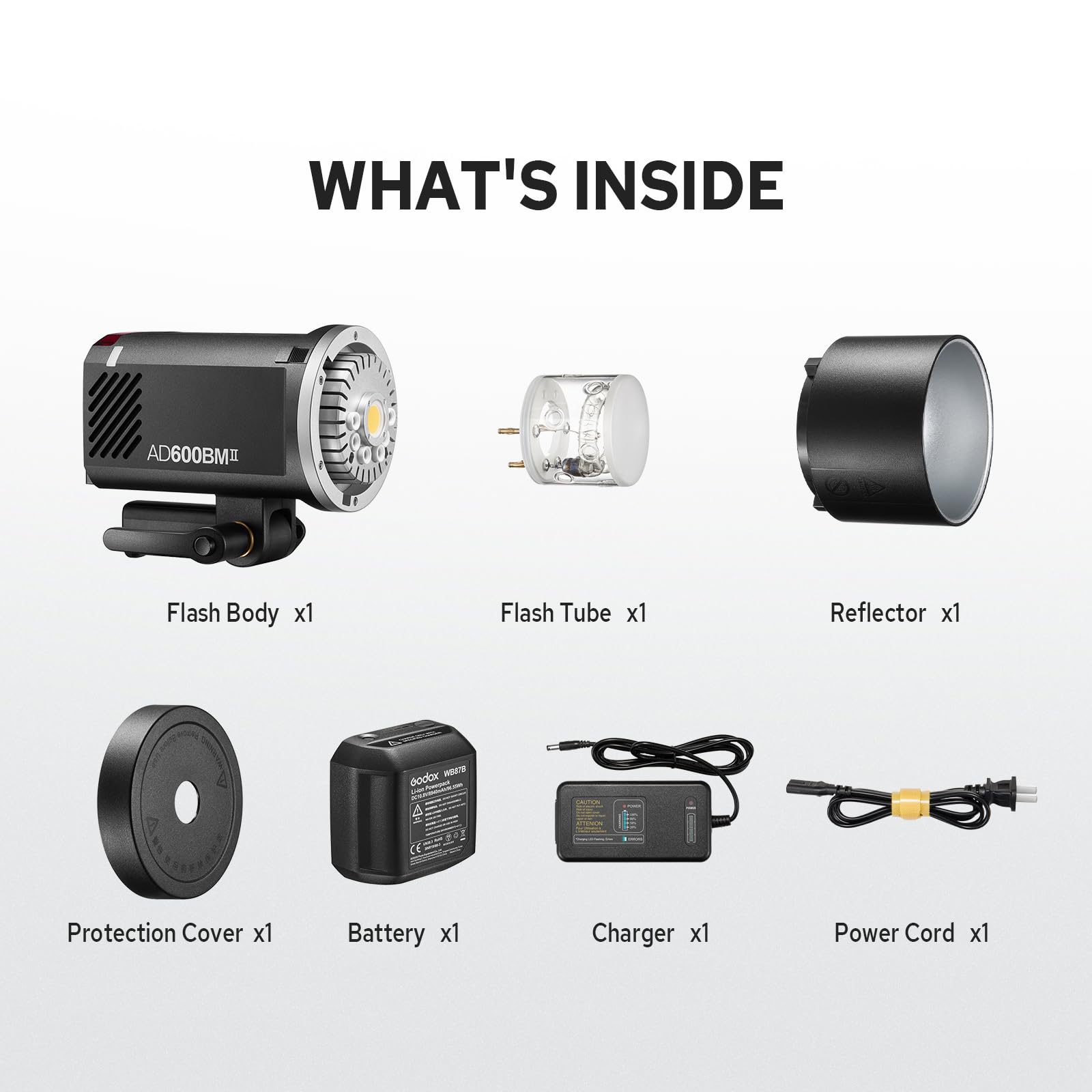 GODOX AD600BM II AD600BMII Flash de Studio, 600Ws Bowens Mount Strobe Flash Exterieur, Batterie Li-ION, 500 Flashs à Pleine Puissance, Temps de Recyclage 0.01-1.9s, 40W LED Modéling Lampe