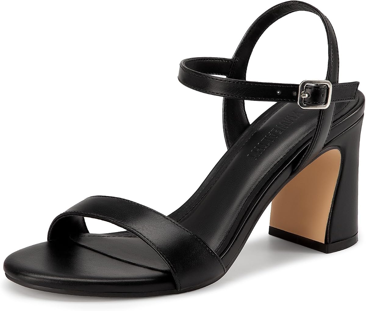 XMWEALTHY Women's Chunky High Heels Fashion Ankle Strap Heeled Sandals