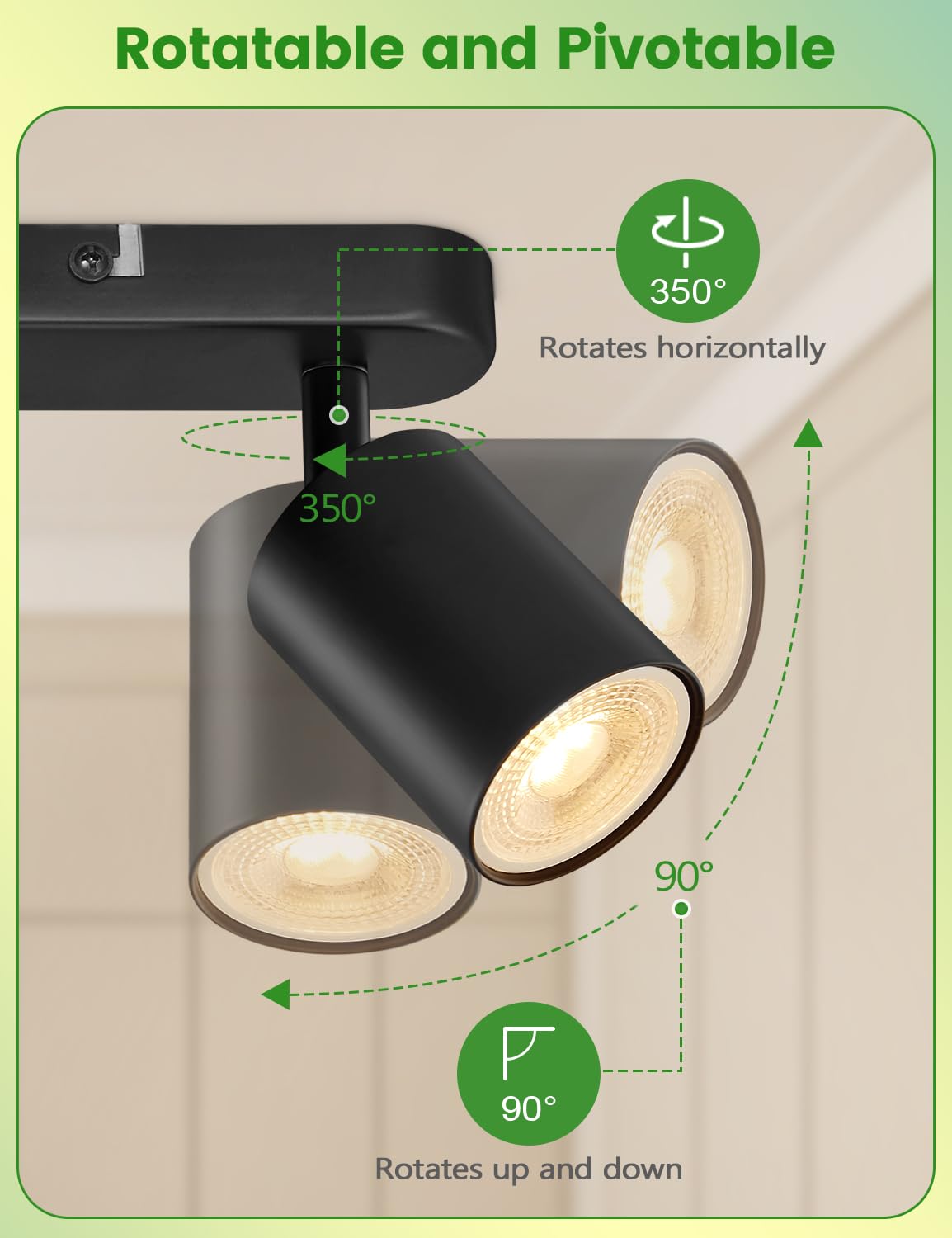VIIIVA 4 Way Spotlight Ceiling Light Rotatable, Black Spot Lights GU10 Industrial Spotlights Fitting Adjustable - Image 2