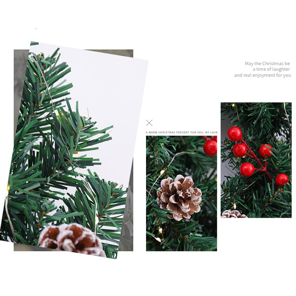 navideña de fácil instalación. Un complemento Decorativo sin Esfuerzo para Las Fiestas. Incluye Luces LED. navideña para la Puerta de Entrada con, Verde + Rojo, (60 cm)