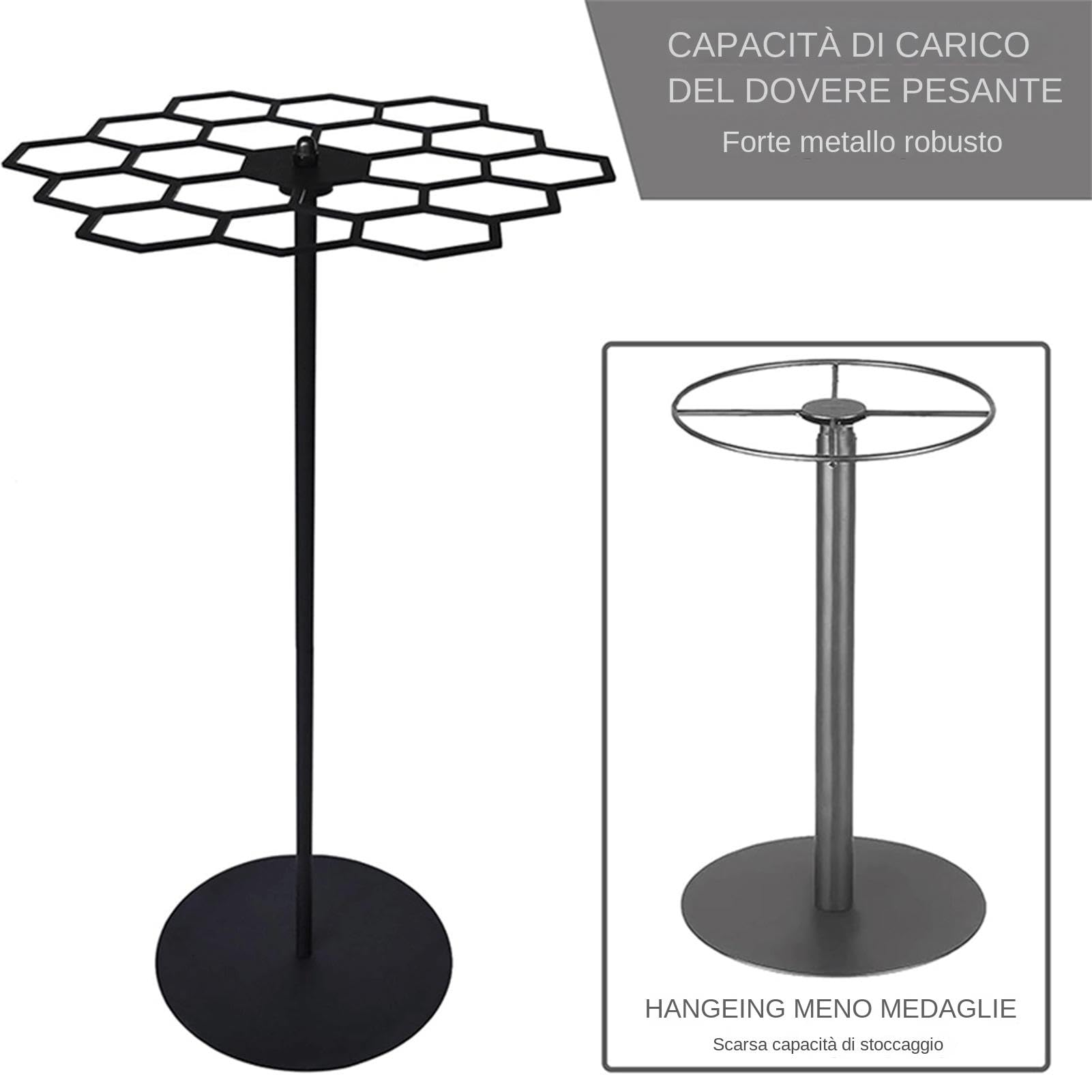 Appendino per medaglie rotante | Espositore girevole per medaglie | Espositore girevole per medaglie, supporto regolabile per premi, per basket, sport e gare 7,1x20,7x9,8 pollici/18x52,6x24,9 cm