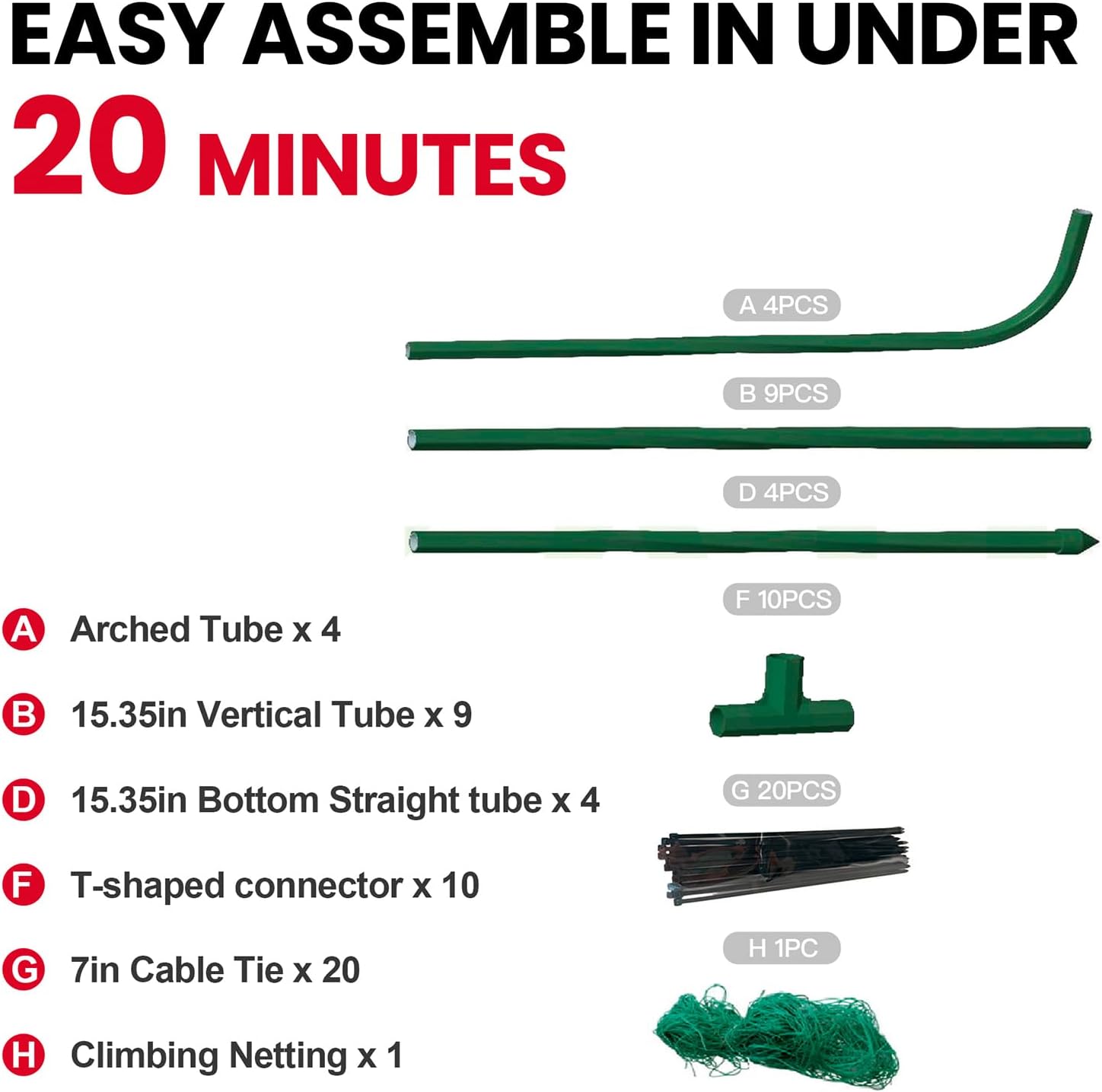 Cucumber Trellis for Raised Bed, Garden Trellis for Climbing Plants Outdoor, Metal Arch Trellis U-Shape Vegetables Support for Tomotoes Grape Vines Beans Peas (Green, 15.7" L x 24" W x 48" H)