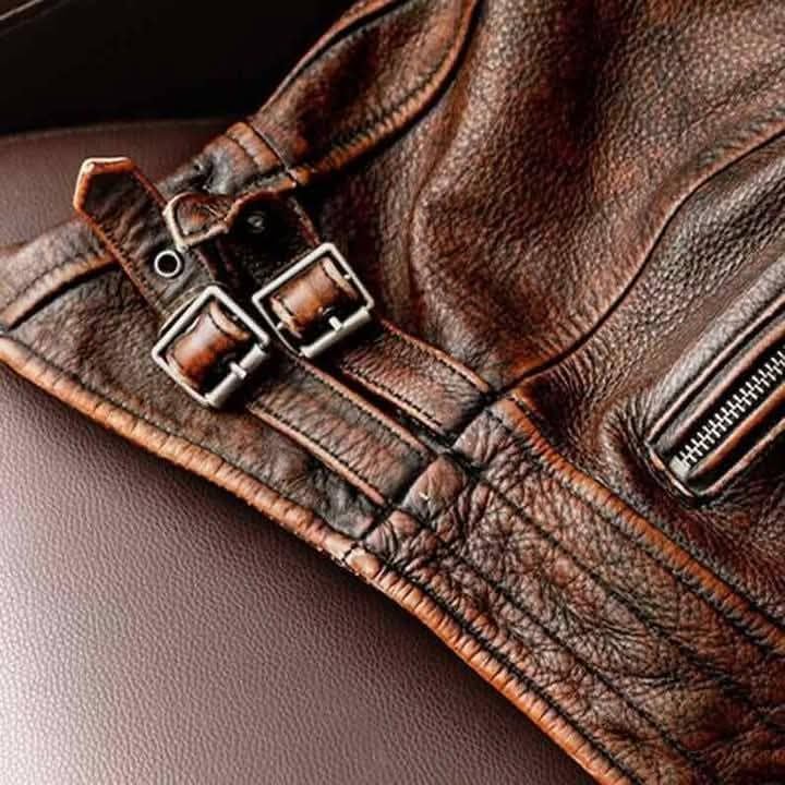 Men's Casual Vintage Genuine Real Brown Cowhide Aviator Military Biker Classic Coat Slim Fashion Fit Leather Jacket4