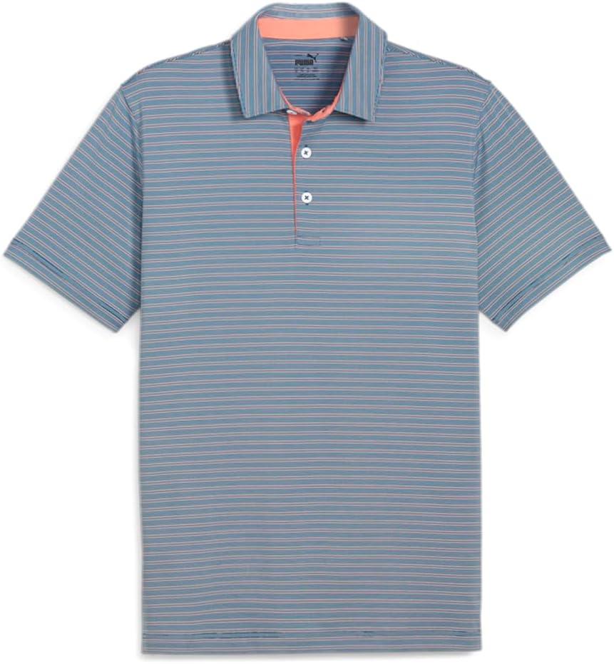 PUMA Mens Mattr Bay Striped Short Sleeve Shirt Golf Casual Casual