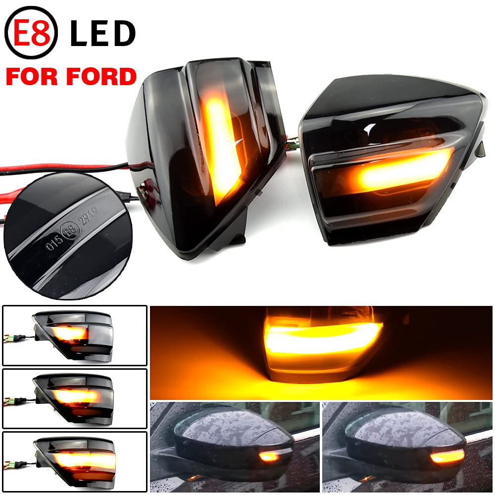 2X Kompatybilny z Fo-rd s-max 07-14 Ku-ga C394 08-12 c-max 11-19 LED dynamiczny włączony kierunkowskaz lusterko boczne sekwencyjny migacz lampka kontrolna (C-MAX 2011-2019)