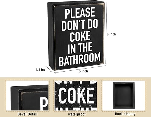 Miniatura 6 de Pigort Letrero artístico con texto en inglés Wash Your Hands Ya Filthy Animal de 4 x 4 x 1.8 pulgadas, divertido letrero artístico para el hogar,