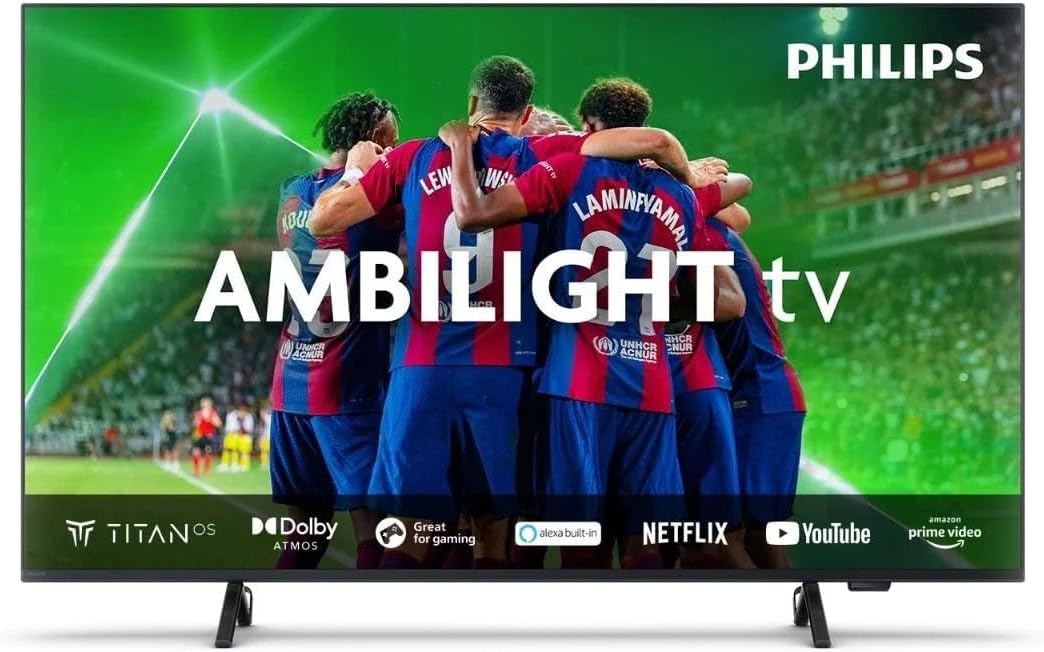 Philips Ambilight PUS8108 189 cm (75 Pouces) Smart 4K LED TV | UHD & HDR10+ | 60Hz | P5 Perfect Picture Moteur | Enceintes 20W | Compatible avec l&rsquo;Assistant Google & Alexa | Cadre Chrome satiné