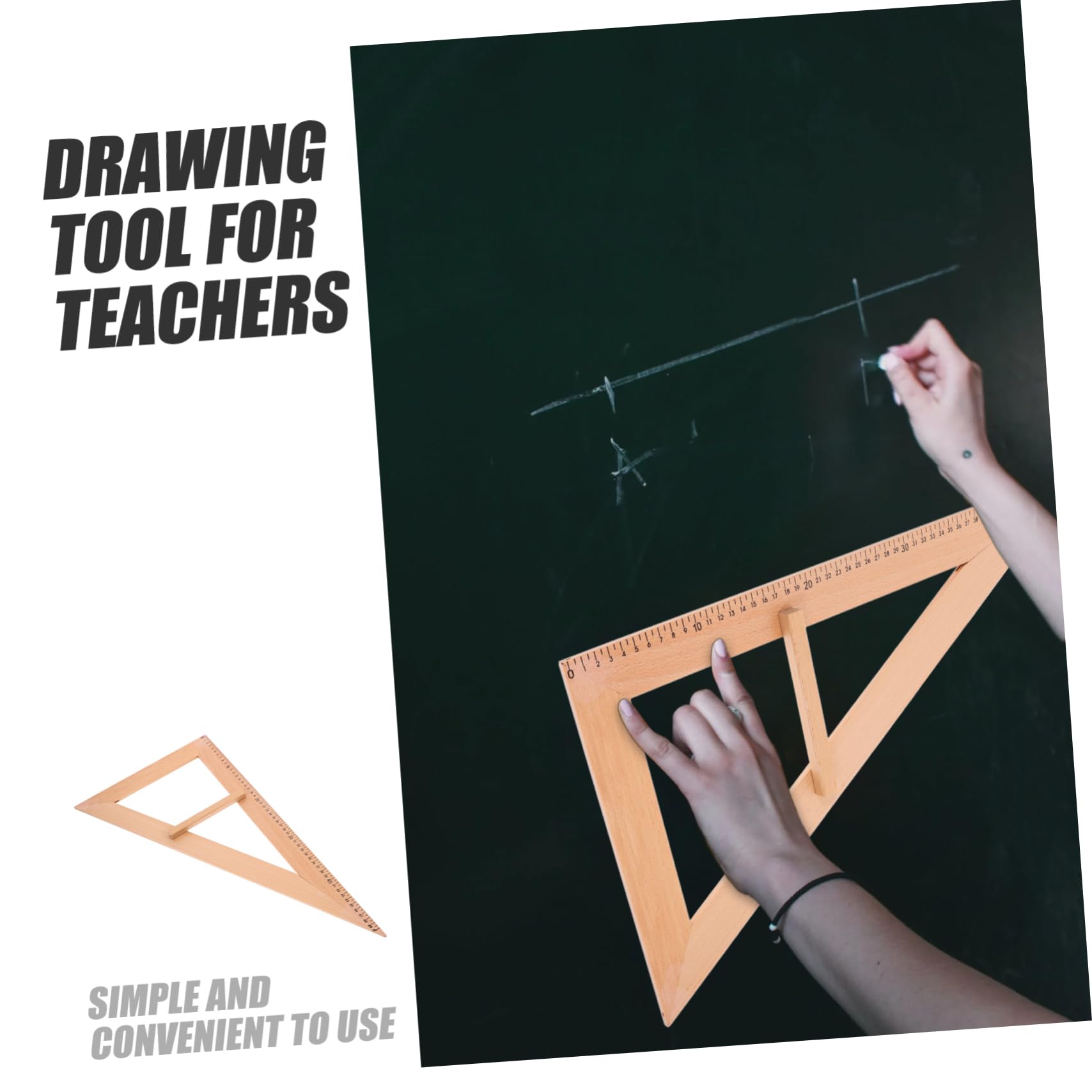 Tofficu 3stücke Holz-messwerkzeug Geometrie-dreieck Für Lehrer Und Schüler Präzises Messlineal Aus Hartholz Für Unterricht Und Kreative Projekte