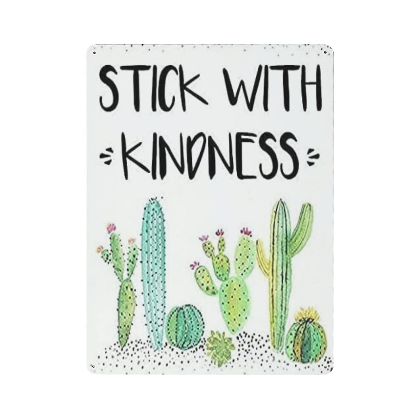 AOOEDM Stick With Kindness Cactus Theme Vintage Tin Sign Metal Tin Signs for Man Cave Funny Art Wall Plaque Kitchen Bar Pub Coffee Shop Wall Decor