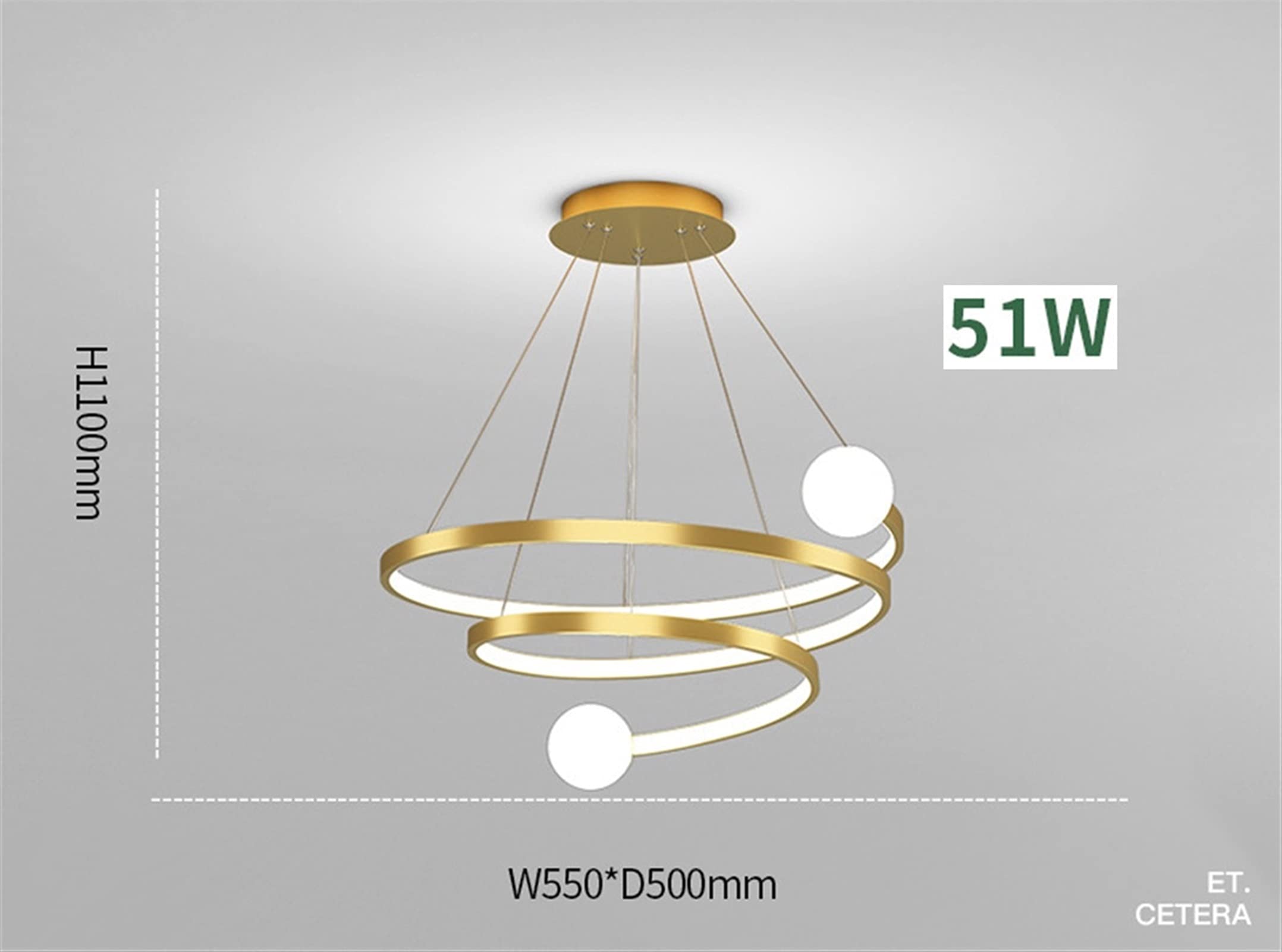 Lampadario LED 51W Dimmerabile a Spirale Lampadario Tavolo da Pranzo Bar Lampade a Sospensione Telecomando Dimmerabile Luci a Sospensione Plafoniera con Dimmerabile Remoto [Livello A Energy++],Moderno