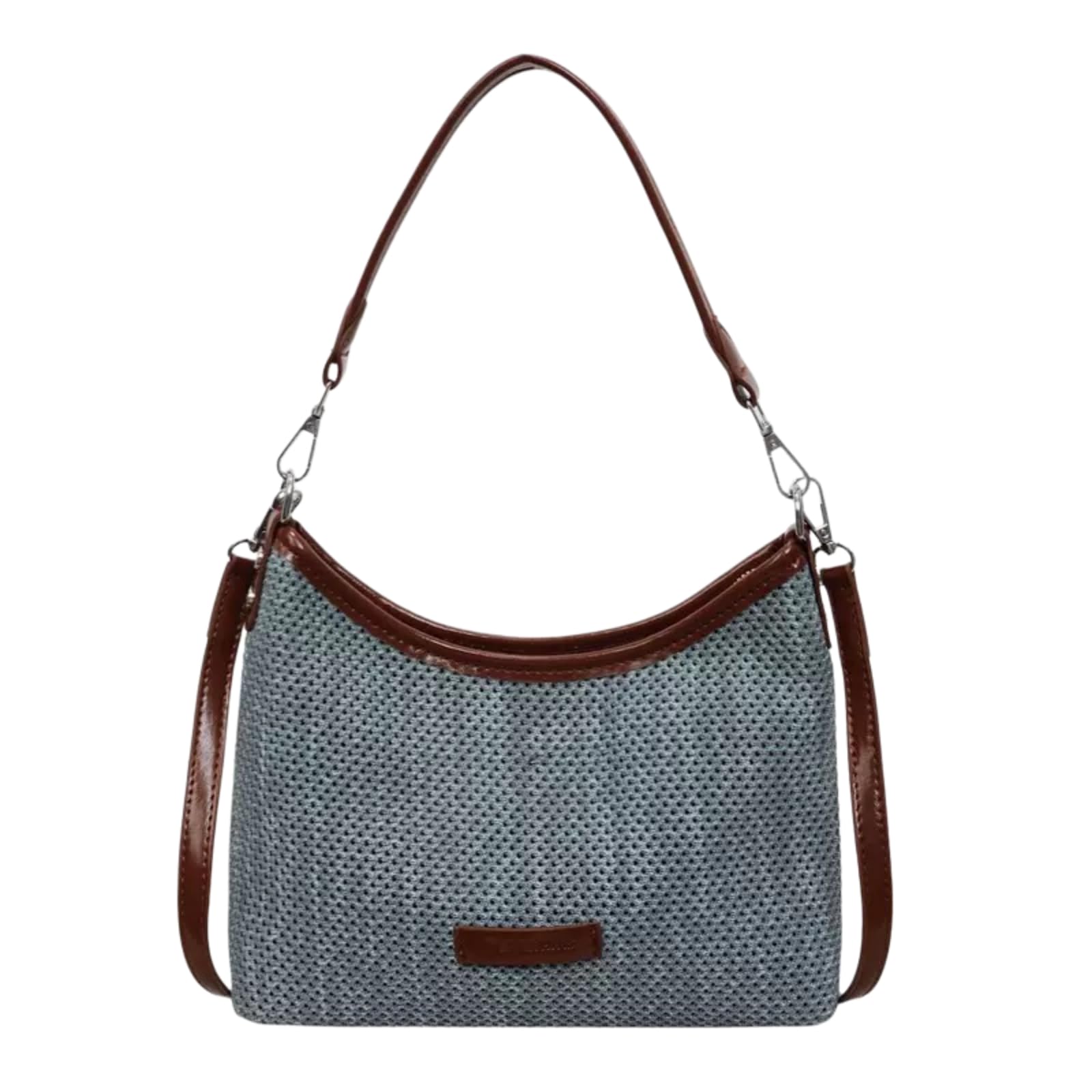 Borsa Tracolla di Paglia Tessuta Estate Donna A Spalla Vacanza Tempo Libero Diagonale-25 X 9 20 Cm-Blue