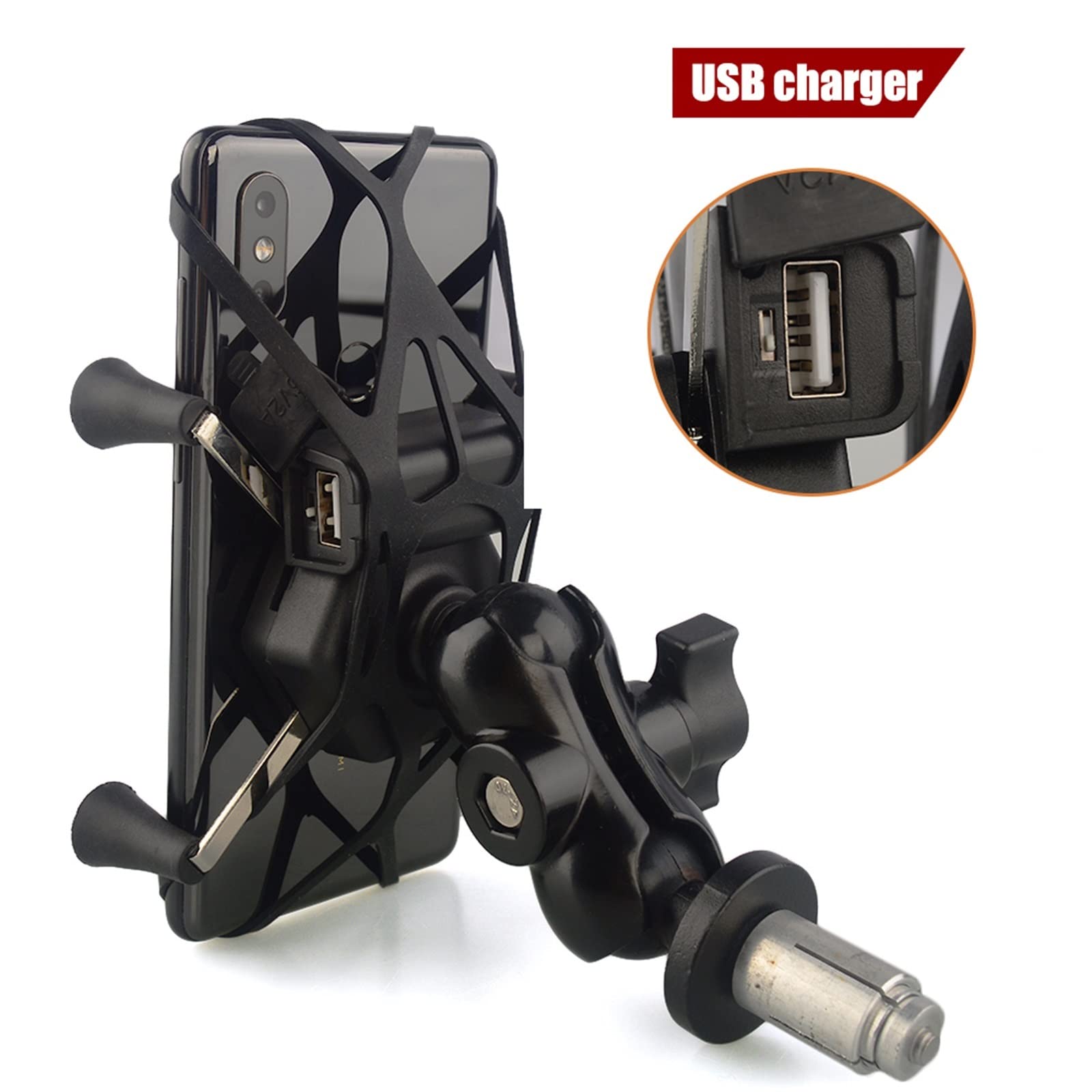 IWBR Uchwyt na telefon motocyklowy z uchwytem do ładowarki USB uchwyt na telefon komórkowy uchwyt do nawigacji GPS pasuje do Suzuki dla BMW dla Yamaha dla Kawasaki
