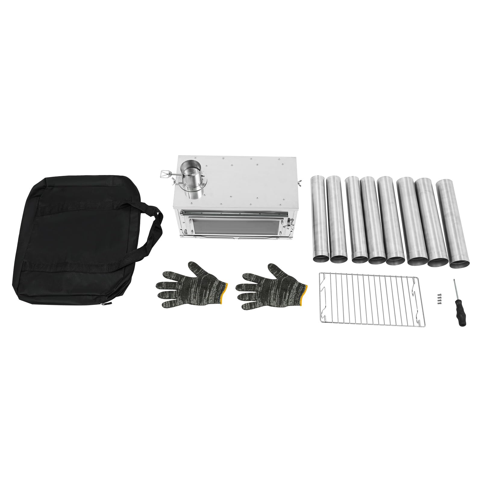 Holzofen 38×29CM Camping-Zeltofen aus Edelstahl Tragbarer Gartenofen mit 8 Schornsteinrohre Faltbares Outdoorofen für Camping, Wandern, Rucksacktouren