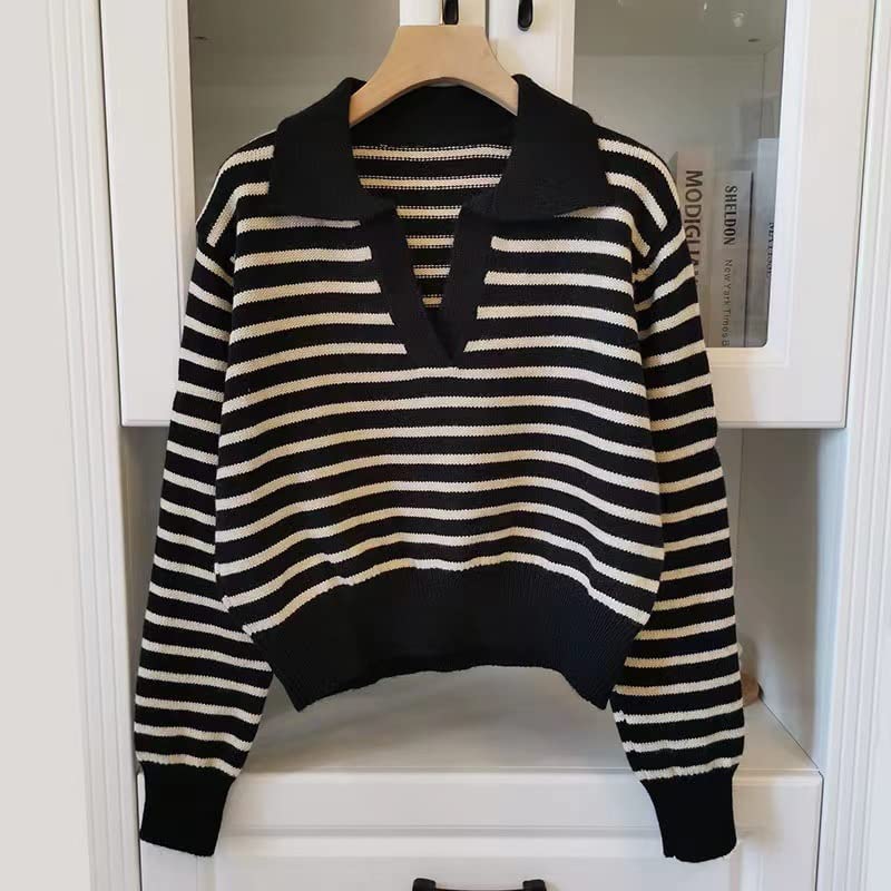 Y2K Hip Hop Sweater Fairy Grunge Vintage Strip Knitted Pullover Gothic V Neck Streetwear Aesthetic Punk Clothes4