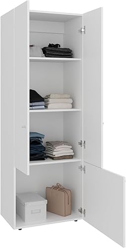 Miniatura 7 de Home 3 Door Closet System with Hanging Rod for Clothes and Interior Shelves, Manufactured Wood Freestanding Bedroom Storage, Utility Room or