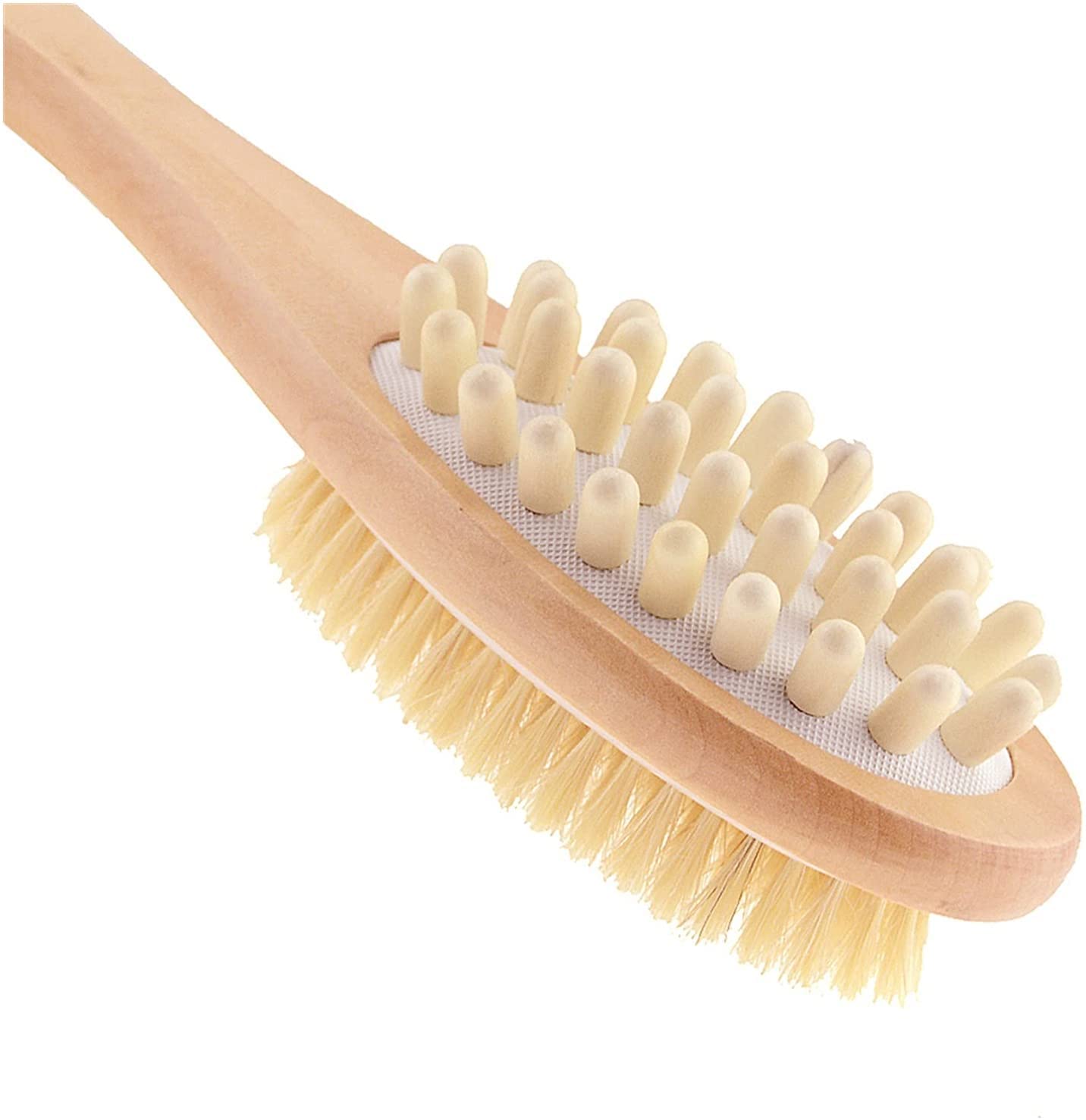 2 w 1 Szczotka do ciała Dwustronna szczotka do ciała z naturalnego włosia Scrubber Długa rączka Drewniana szczotka do prysznica Spa Szczotki do kąpieli do masażu Ręczniki