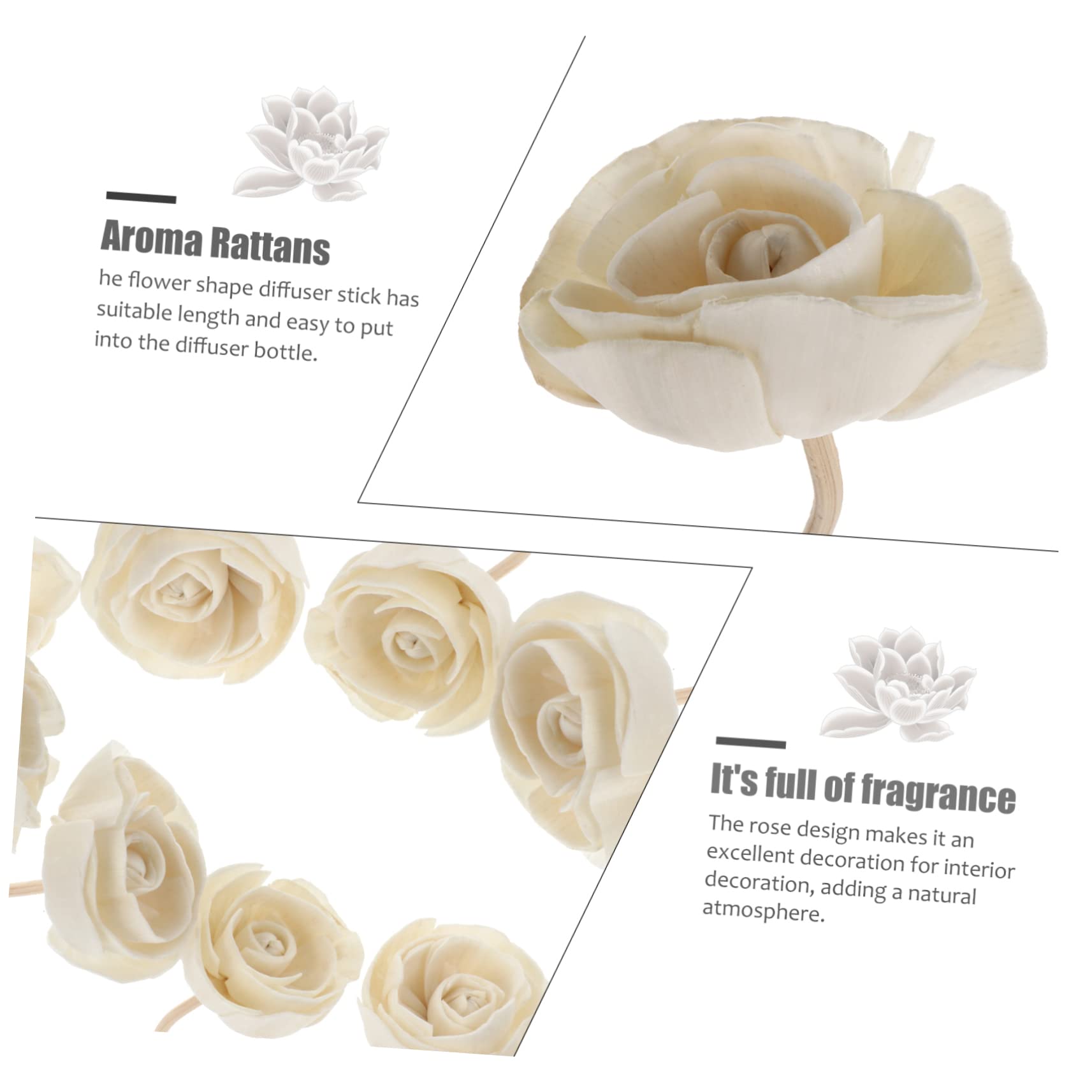 Levemolo 8pcs Aromatherapy Rattan Vines for Diffuser Natural Flower Design Diffuser Sticks Home Fragrance Accessory for Essential Oils Relaxing Atmosphere Decoration