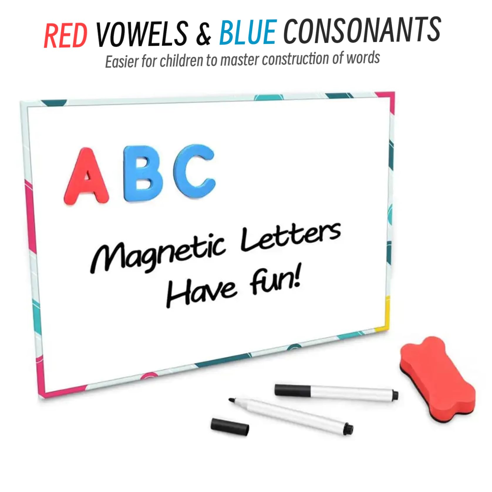 Lettere alfabetiche magnetiche da 208 pc impostano lettere magnetiche a touch soft con vocali rosse e consonanti blu magneti alfabeti educativi impostati per l'ortografia e l'apprendimento del vocabo