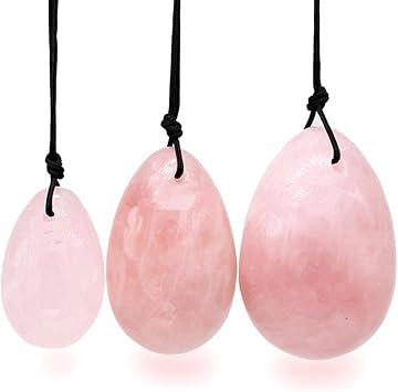 Yoni Eggs Jade Stone Egg Yoni Egg, GIA Certified,Eggs Stones 3PCS Crystal Chakra Healing Yoga Exercise Eggs to Train PC Muscles for Women Exercise Rose Quartz