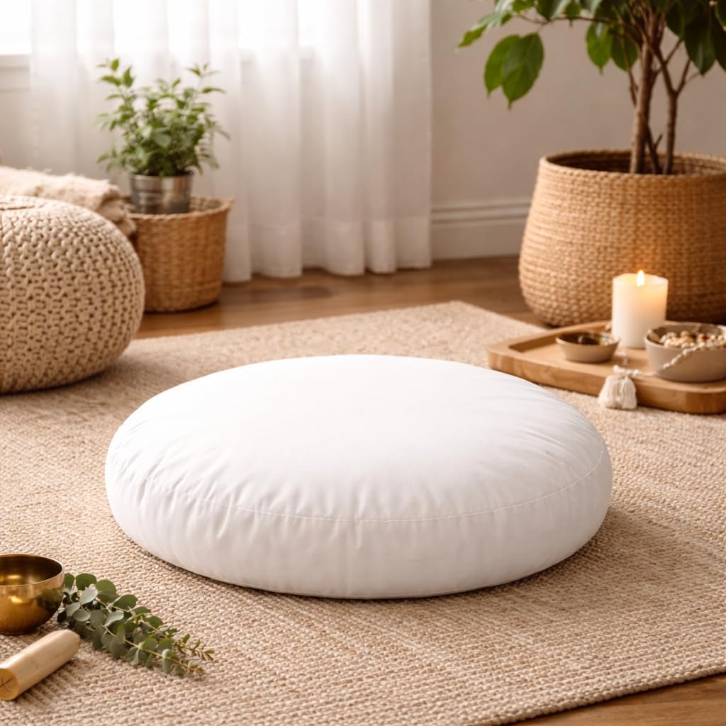 Foamily Round Throw Pillow Inserts, 32" Round Pillow Form & Circle Pillow Stuffer, Polyester Round Cushion & Lumbar Pillow Insert for Indoor Use, Made in USA