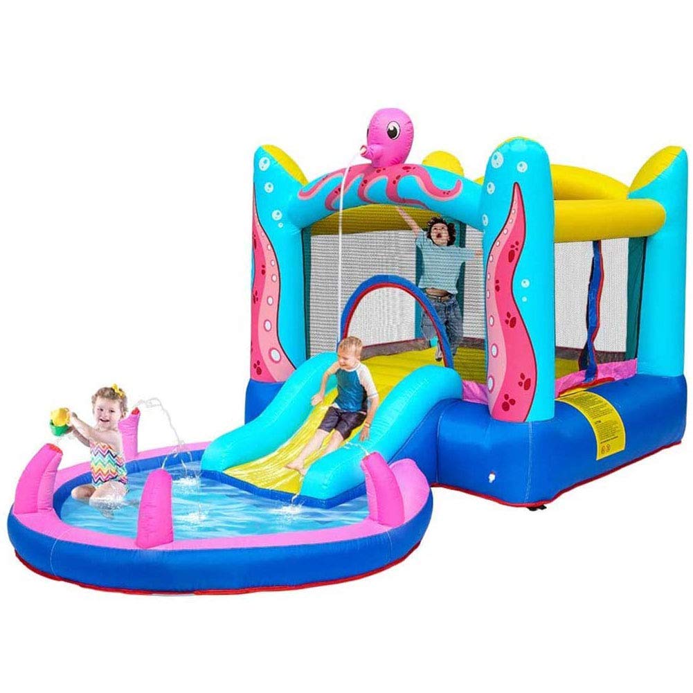 Castillo Inflable para niños, casa de Rebote Hinchable, Piscina para chapoteo de la casa, tobogán acuático, casa de Juegos Interior/Exterior, para Regalo de Fiesta para niños