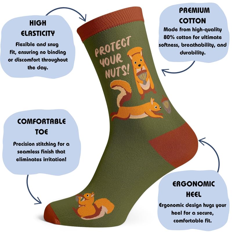 Protect Your Nuts Socks, Funny Novelty Crew, Cotton, Gift for Men & Women, Unique Design, Comfortable & Stylish2